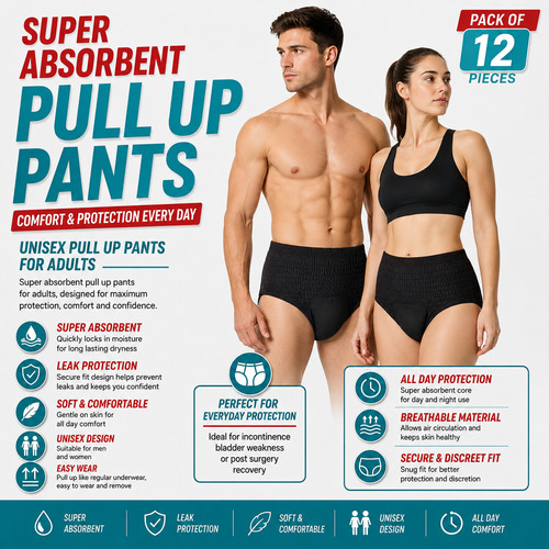 Adult incontinence pants black - adult,