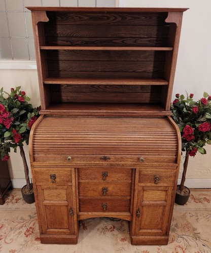 Edwardian solid oak roll top - oak,