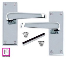 Door Handles Victorian Straight Latch Polished Chrome 1 - 15 pairs Silver