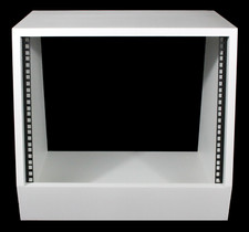 White 8u angled 19" inch wooden rack unit/case/cabinet for studio/DJ/recording