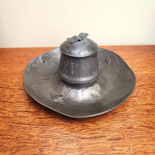Art nouveau pewter inkwell - nouveau,