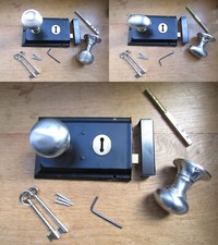 Retro door rim lock knob set  door handles solid brass knobs with steel lock