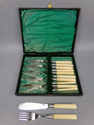 Vintage fish cutlery set 6 - cutlery, set.