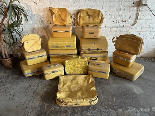 Vintage yellow suitcase - vintage,