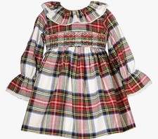 Girls Bonnie Jean Patty Smocked Tartan Plaid Holiday Dress Sz. 5