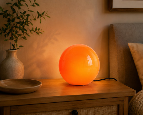 Orange glass globe table - orange, lamp