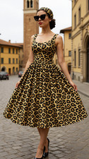 1950s Vintage Retro Rockabilly leopard Print dress choice of size 14-26