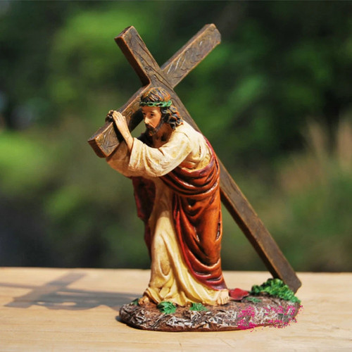 Jesus statue with cross - statue,