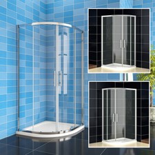Quadrant Shower Enclosure Door Slide Walk in Cubicle Glass Screen Tray+Riser Kit