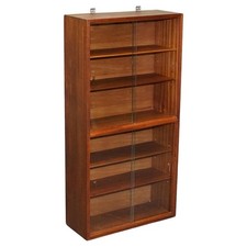 MID CENTURY BOOKCASE DISPLAY CABINET WITH GLASS SLiDING DOORS
