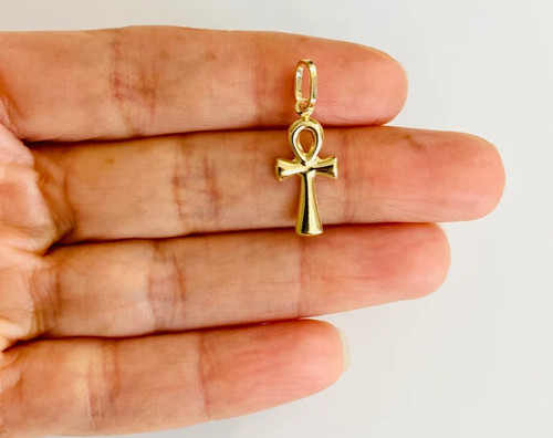 Solid 14k gold - solid, ankh