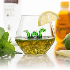 Tumbler Glass Nessie Loch Ness Monster Figure Drinking Cup Whiskey Glasses Gift