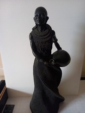MAASAI FIGURE BY LEONARDO COLLECTION BLACK BEAUTY CARRIES VESSEL 15 Inches Tall