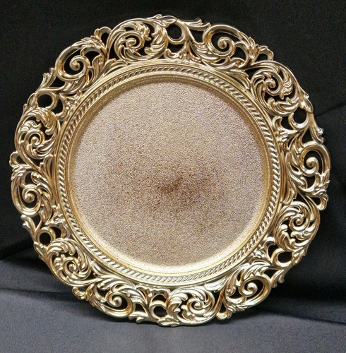 Gold filigree rim plastic - 12,