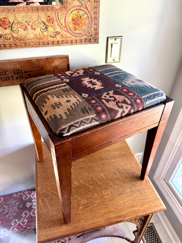 Vtg wood vanity bench wooden - vanity,