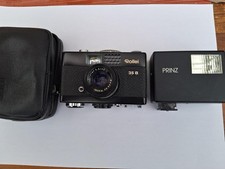 Vintage Rollei 35 B 35mm Film Camera with original leather case and prinz flash
