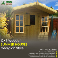 12X8FT WOODEN SUMMER HOUSES