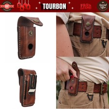 TOURBON Leather Knife Sheath Folding Blade Knives Holder Belt Pants Clip Camping