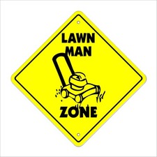 Lawn Man Crossing Sign Zone Xing | Indoor/Outdoor | 12" Tall Cut Grass Servic...