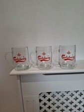 Carlsberg Vintage Pint Glasses X3 Mint Condition Man Cave Home Pub