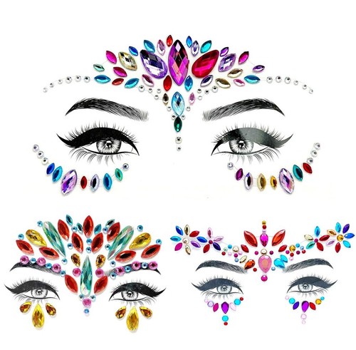 Rainbow face gems adhesive - face,