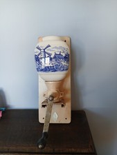 Vintage DELFT blue ceramic Wall Coffee Mill Grinder Mounted, Kaffeemuehle era