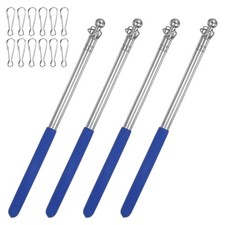 4-Pack 3.28Ft/1M Telescopic Flag Pole with Clips Blue