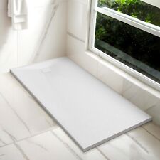 White Shower Tray Slate Effect SMC Slip-Resistance Shower Base 32mm+ Free Waste