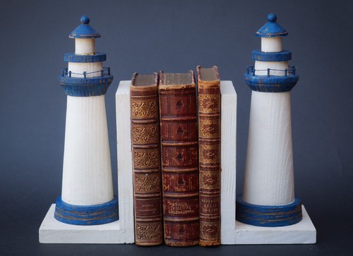 Lighthouse bookends rustic - lighthouse,