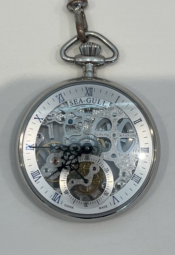 Seagull skeleton pocket watch - seagull,