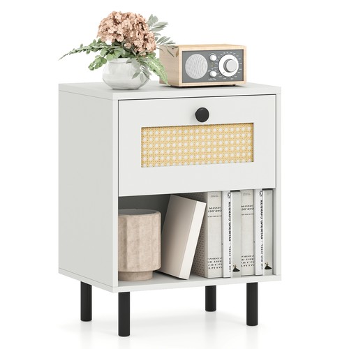 Rattan nightstand boho style - nightstand,