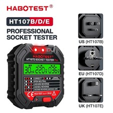 HABOTEST HT107 Pro Socket Tester - RCD Test, Voltage, Ground/Neutral, UK Plug