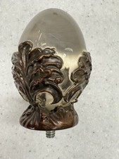 Vintage Ornate Finial Clear Egg Shape Furniture Clock Lamp 3" Salvage