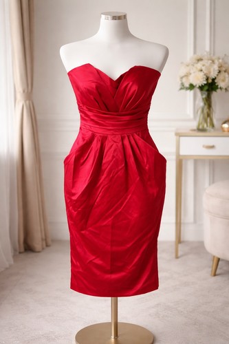 Satin midi red dress - , with