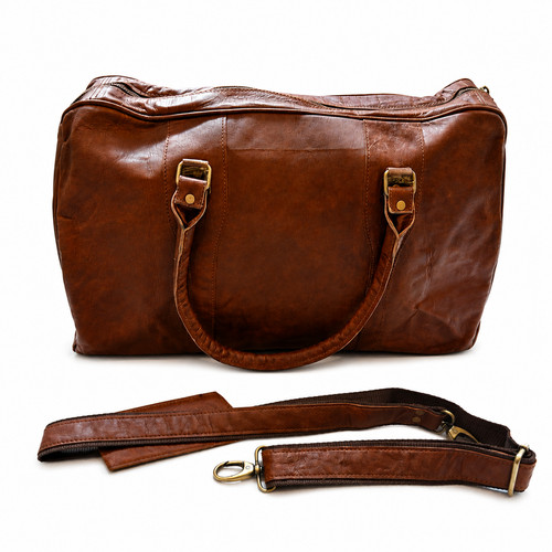 Handmade leather duffle bag - handmade,