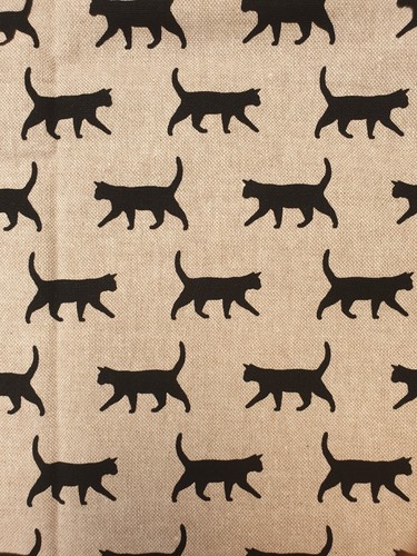 Black cat fabric - fabric, metre