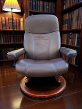 Ekornes Stressless Brown Leather Recliner Chair Medium Size