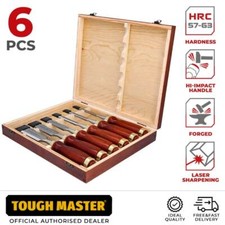 6pc Wood Chisel Set for Woodworking Steel Sharp Blade Ash-Wood Handle Steel Cap