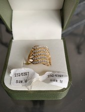 Gold Plated Silver Diamanté Ring Size M with box
