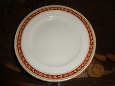 Sampson Bridgwood Lifelong Ironstone England Breakfast Plate Red & Gold Rim 