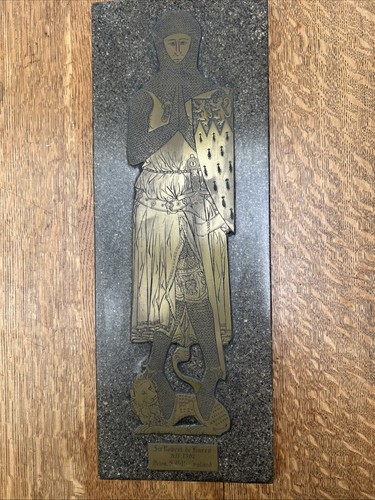 Brass rubbing plaque depicting - brass,