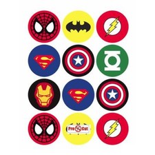 30 Super Hero Cupcake Cake Toppers Decorations Edible Wafer Paper *Pre Cut*