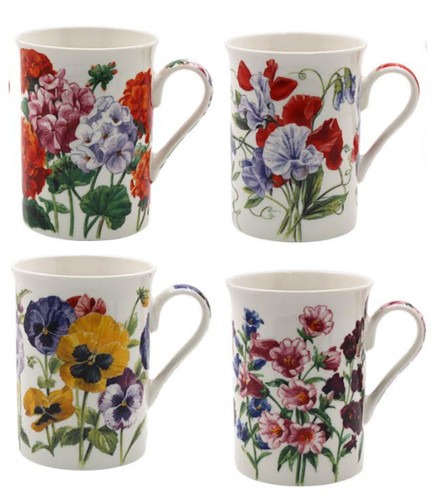 Assorted flower coffee mugs - flower,