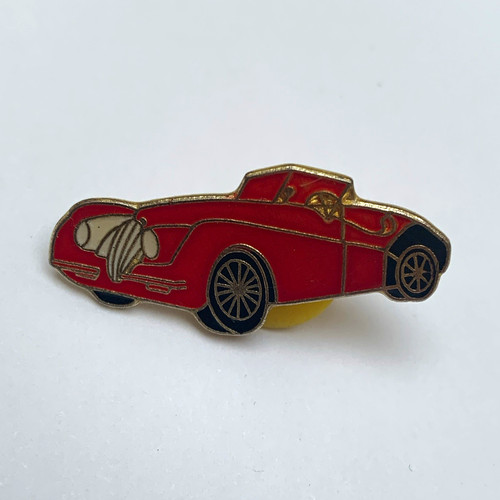 Red classic car - classic, enamel