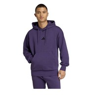  Felpa Cappuccio Hoodie UOMO Adidas Essentials Feelcozy Fleece Viola Vinaccio 