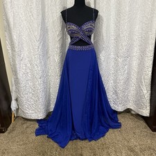 Sherri Hill Size 2 Purple Maxi Prom Formal Dress Bedded Dress Flowy Skirt