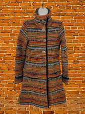 THE AVOCA MILL MULTI JACKET COAT SIZE 2 UK 10 WOOL RICH WOMENS KNIT WOOD BUTTON