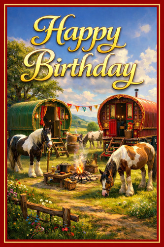 Horse birthday card gypsy - horse,