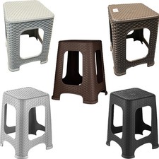 Rattan Step Stool Plastic Large Stool Indoor Outdoor Stackable Chair Home Garden