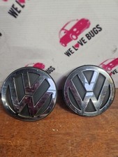 VW BEETLE BONNET AND BOOT BADGE CHROME AND BLACK RUBBER 1C0853617B 1C0853630M